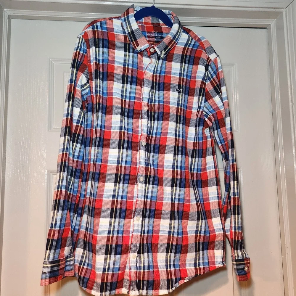 Vineyard Vines Boys Plaid Flannel Button Down‎ Shirt Casual Warm Preppy Classic